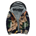 Watercolor Gemini Zodiac Sign Print Sherpa Lined Zip Up Hoodie