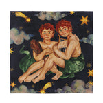 Watercolor Gemini Zodiac Sign Print Silk Bandana