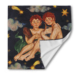 Watercolor Gemini Zodiac Sign Print Silk Bandana