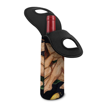 Watercolor Gemini Zodiac Sign Print Single Neoprene Wine Tote