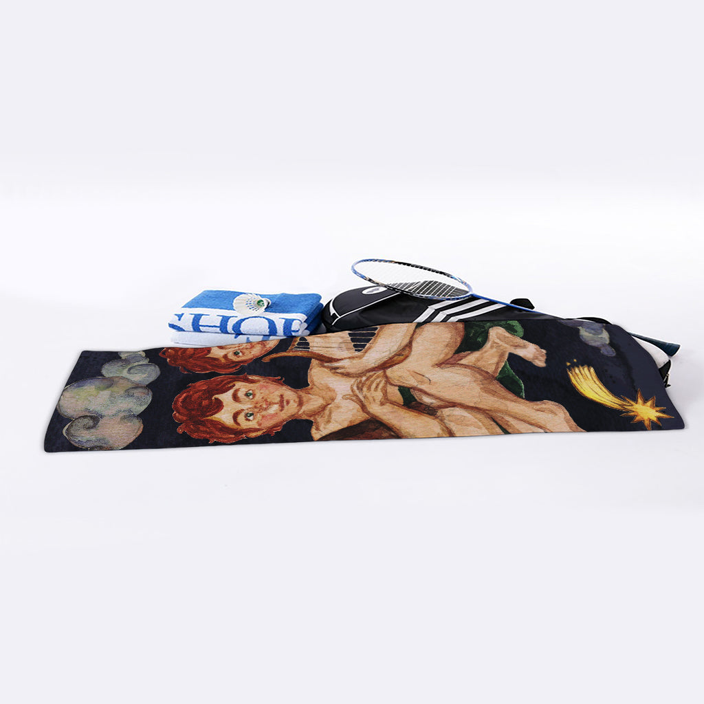 Watercolor Gemini Zodiac Sign Print Sports Towel