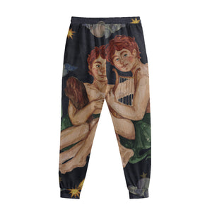 Watercolor Gemini Zodiac Sign Print Sweatpants