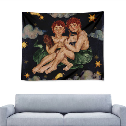 Watercolor Gemini Zodiac Sign Print Tapestry