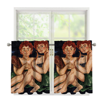 Watercolor Gemini Zodiac Sign Print Tier Curtains