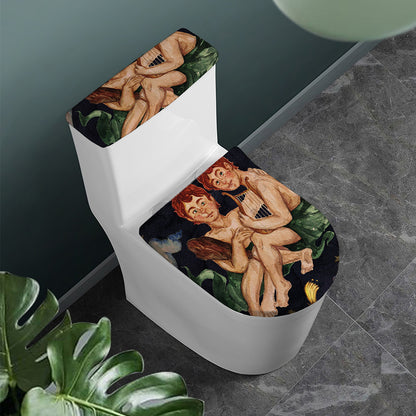 Watercolor Gemini Zodiac Sign Print Toilet Lid And Tank Cover Set