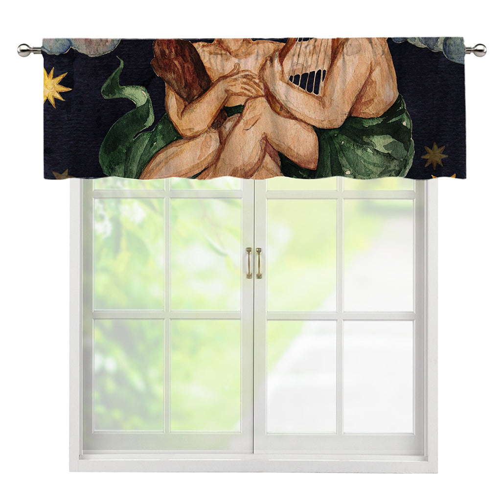 Watercolor Gemini Zodiac Sign Print Window Valance