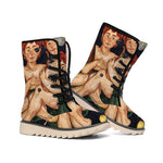 Watercolor Gemini Zodiac Sign Print Winter Boots