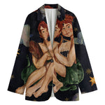 Watercolor Gemini Zodiac Sign Print Women's Blazer
