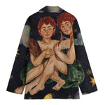 Watercolor Gemini Zodiac Sign Print Women's Blazer