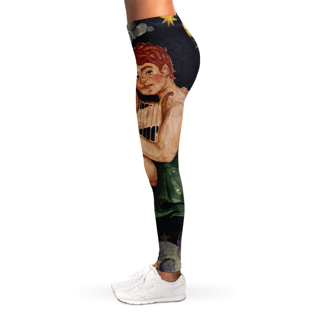 Watercolor Gemini Zodiac Sign Print Women's Leggings