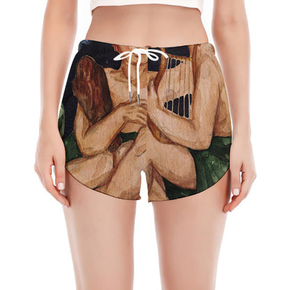 Watercolor Gemini Zodiac Sign Print Women's Split Running Shorts