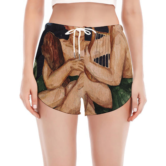 Watercolor Gemini Zodiac Sign Print Women's Split Running Shorts