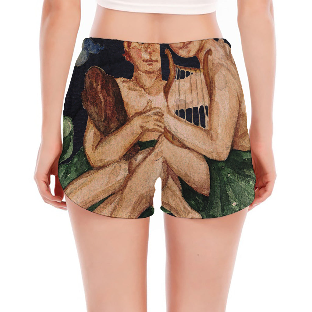 Watercolor Gemini Zodiac Sign Print Women's Split Running Shorts
