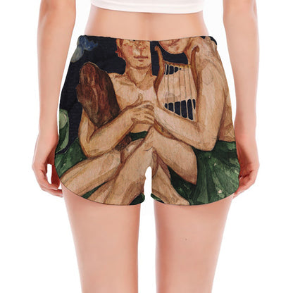 Watercolor Gemini Zodiac Sign Print Women's Split Running Shorts