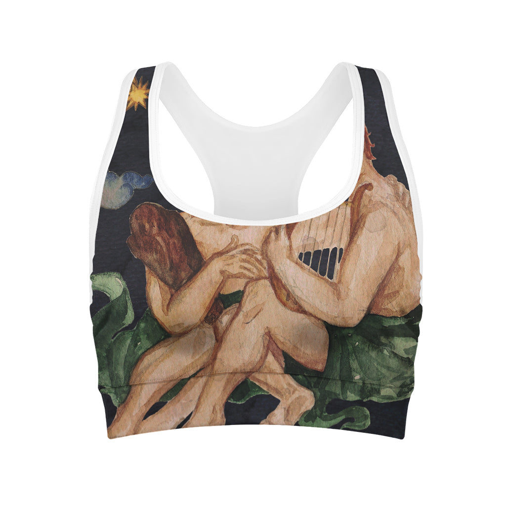 Watercolor Gemini Zodiac Sign Print Women's Sports Bra