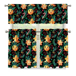 Watercolor Gingerbread Pattern Print 3 Piece Kitchen Curtains