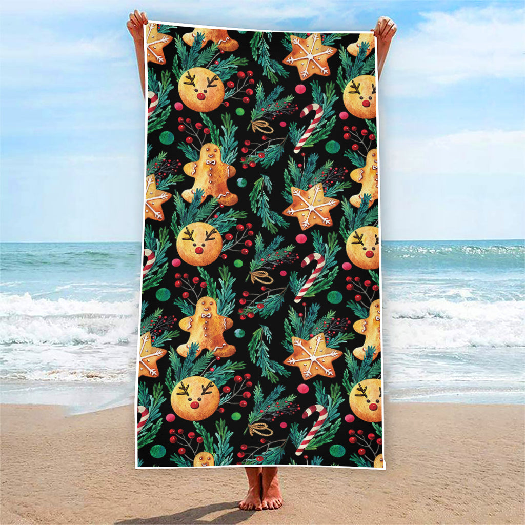 Watercolor Gingerbread Pattern Print Beach Towel