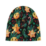 Watercolor Gingerbread Pattern Print Beanie