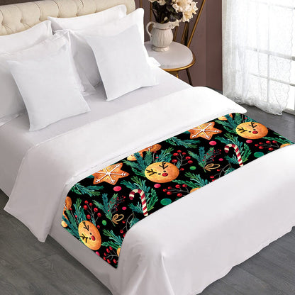 Watercolor Gingerbread Pattern Print Bed Runner