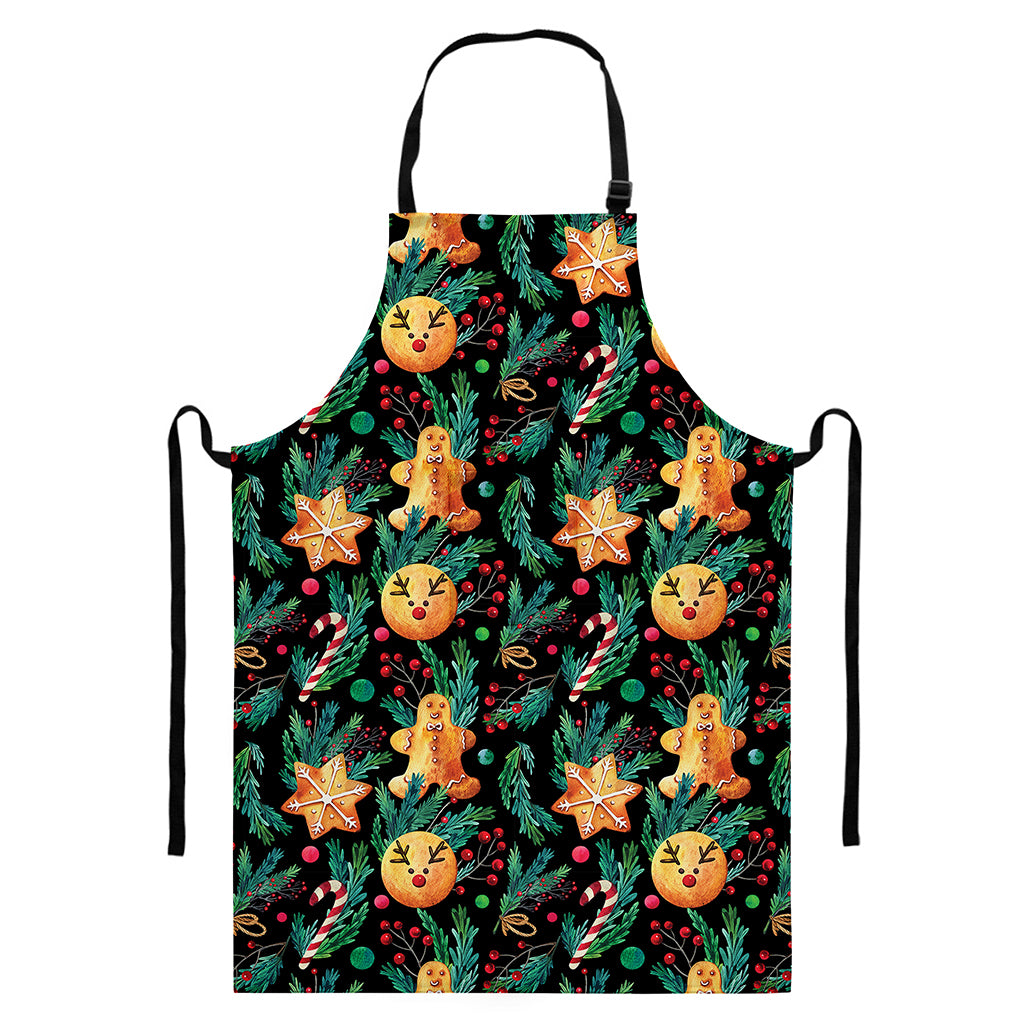 Watercolor Gingerbread Pattern Print Bib Apron With Pocket