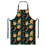 Watercolor Gingerbread Pattern Print Bib Apron With Pocket