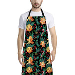 Watercolor Gingerbread Pattern Print Bib Apron With Pocket
