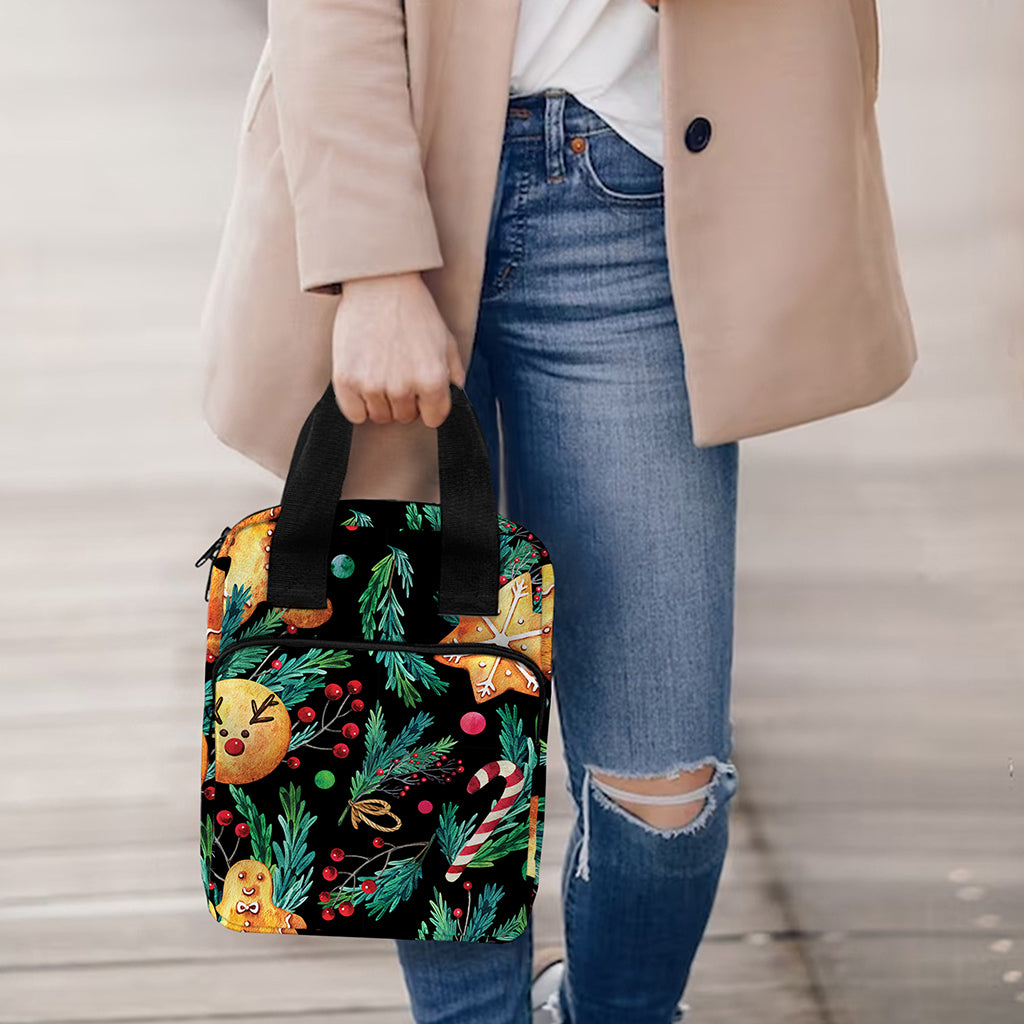 Watercolor Gingerbread Pattern Print Bible Tote Bag