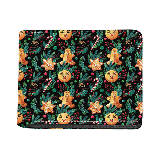 Watercolor Gingerbread Pattern Print Bifold Wallet