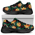 Watercolor Gingerbread Pattern Print Black Chunky Shoes
