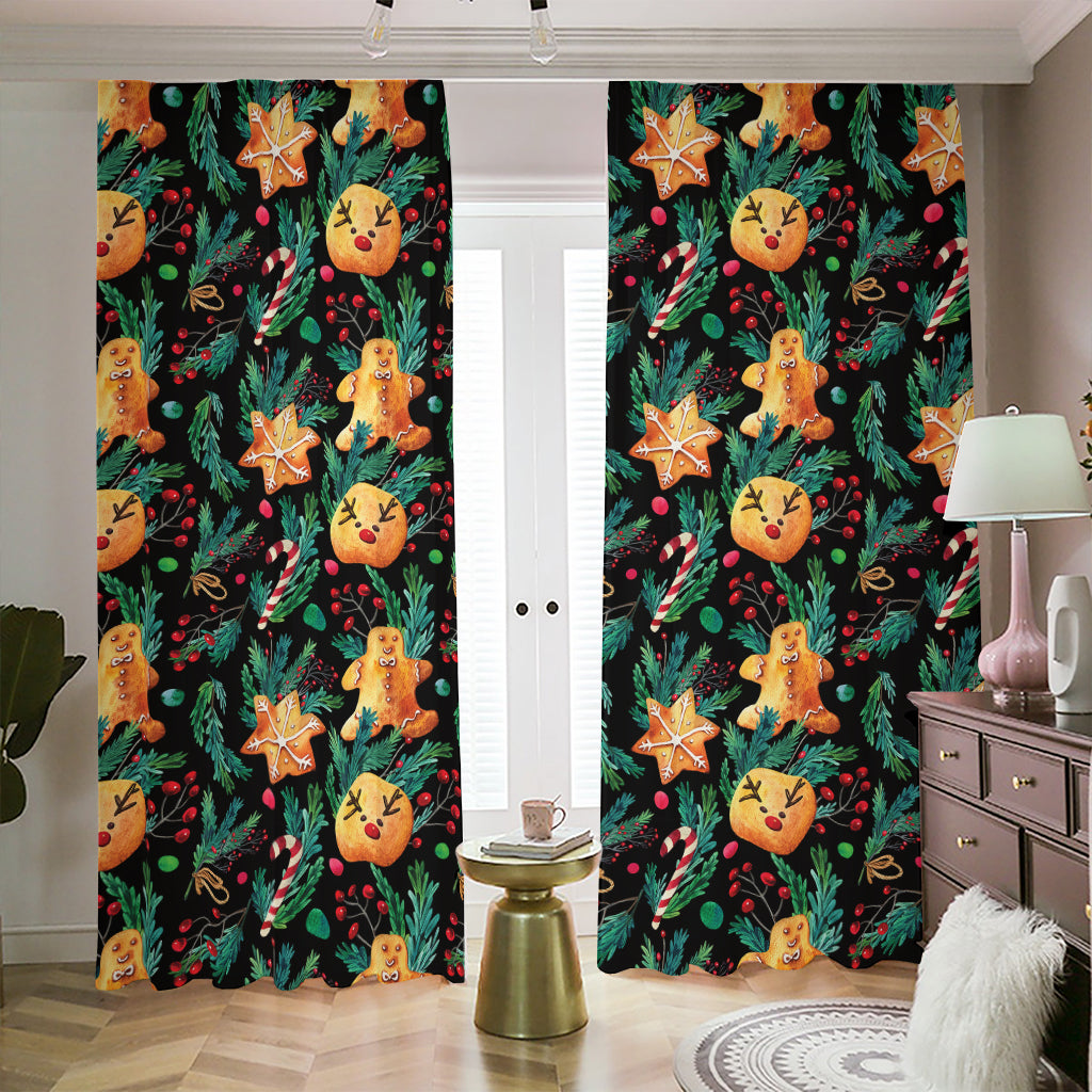 Watercolor Gingerbread Pattern Print Blackout Pencil Pleat Curtains