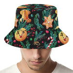 Watercolor Gingerbread Pattern Print Bucket Hat
