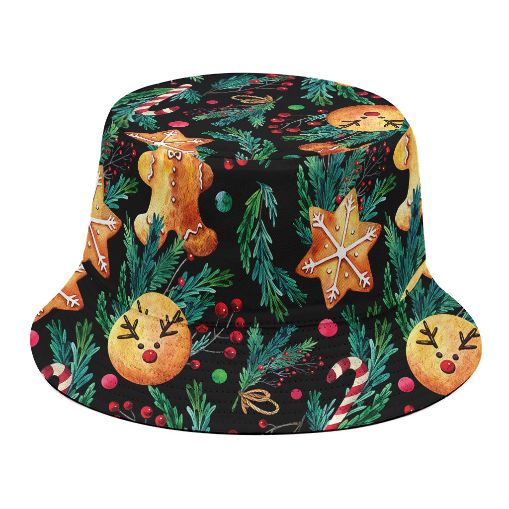Watercolor Gingerbread Pattern Print Bucket Hat