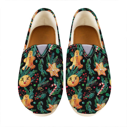 Watercolor Gingerbread Pattern Print Casual Shoes