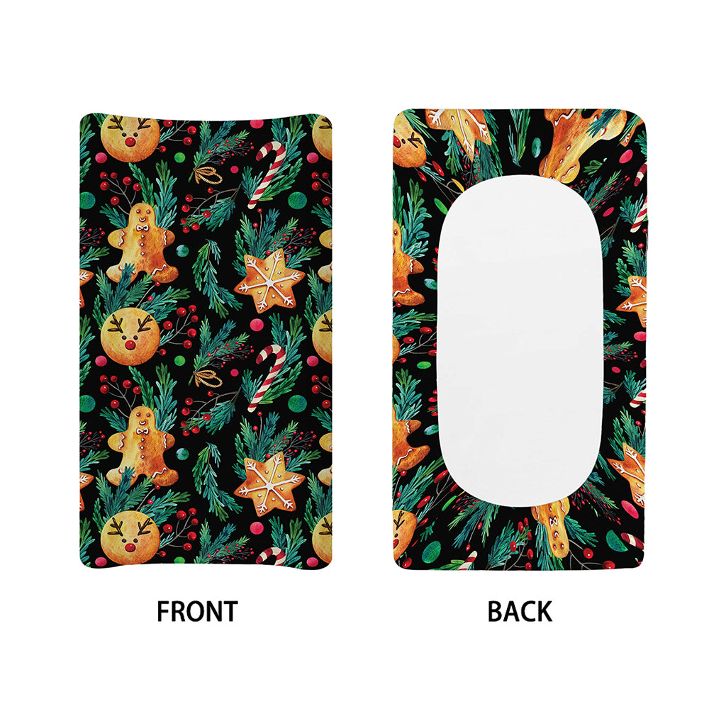 Watercolor Gingerbread Pattern Print Changing Pad Cover