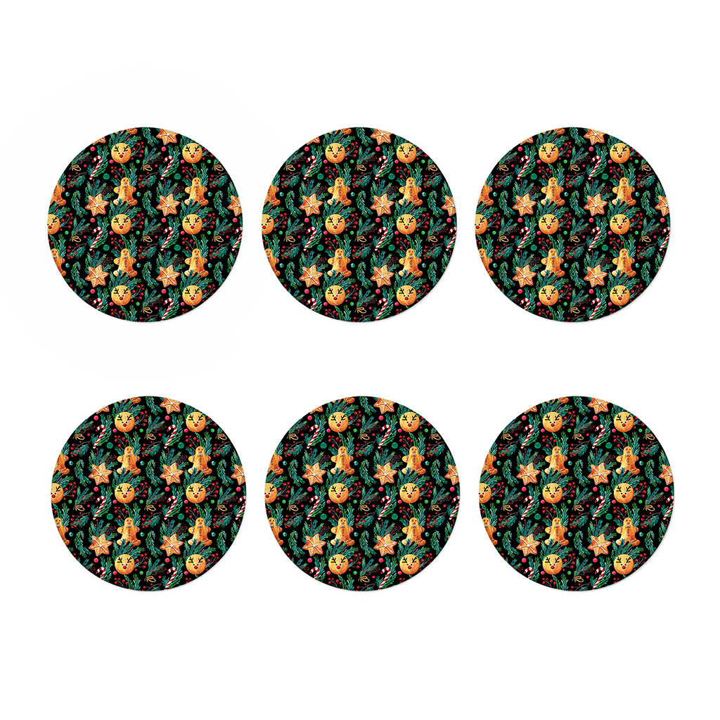 Watercolor Gingerbread Pattern Print Coaster Set