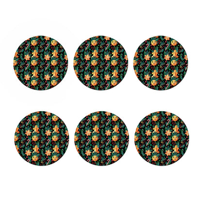 Watercolor Gingerbread Pattern Print Coaster Set