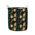 Watercolor Gingerbread Pattern Print Collapsible Laundry Basket