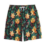 Watercolor Gingerbread Pattern Print Cotton Shorts