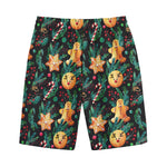 Watercolor Gingerbread Pattern Print Cotton Shorts