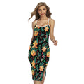 Watercolor Gingerbread Pattern Print Cross Back Cami Dress