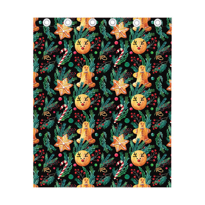 Watercolor Gingerbread Pattern Print Curtain