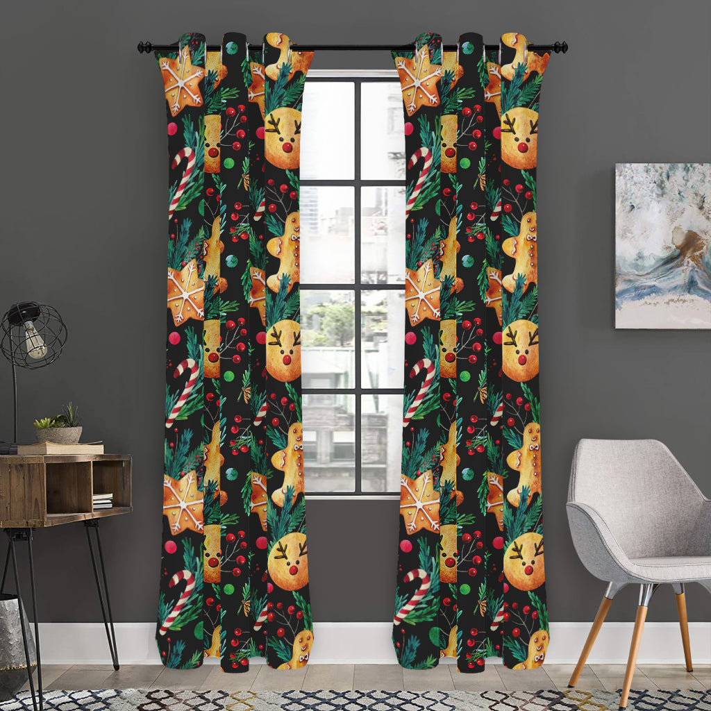 Watercolor Gingerbread Pattern Print Curtain