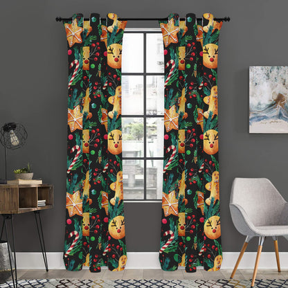 Watercolor Gingerbread Pattern Print Curtain