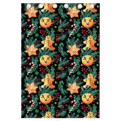 Watercolor Gingerbread Pattern Print Curtain