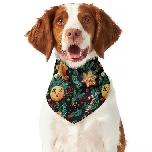 Watercolor Gingerbread Pattern Print Dog Bandana