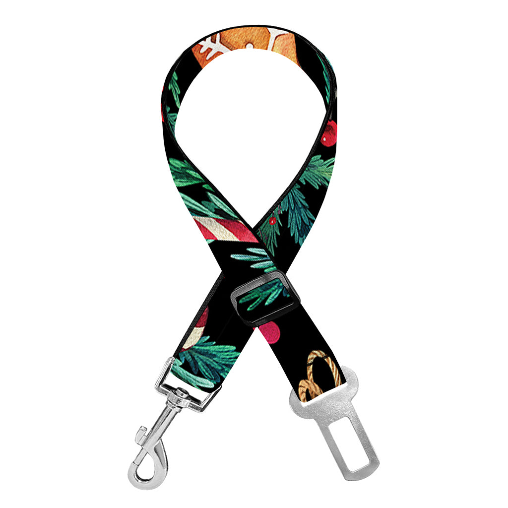 Watercolor Gingerbread Pattern Print Dog Seat Belt