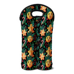 Watercolor Gingerbread Pattern Print Double Neoprene Wine Tote