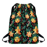 Watercolor Gingerbread Pattern Print Drawstring Backpack