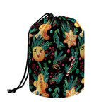 Watercolor Gingerbread Pattern Print Drawstring Makeup Bag
