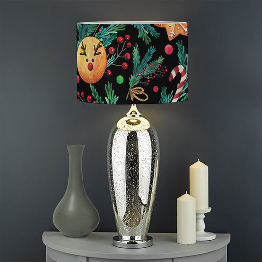 Watercolor Gingerbread Pattern Print Drum Lamp Shade
